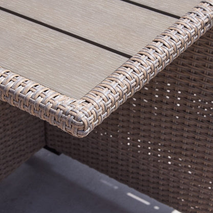 10 Seater Rattan Cube Outdoor Dining Set - Brown Weave Polywood Top - Laura James