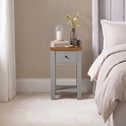 Bampton 1 Drawer Bedside Table - Stone Grey - Laura James 