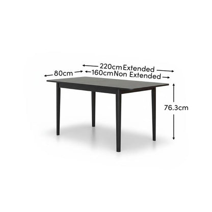 Paul Black Oak Extending Dining Table - Large