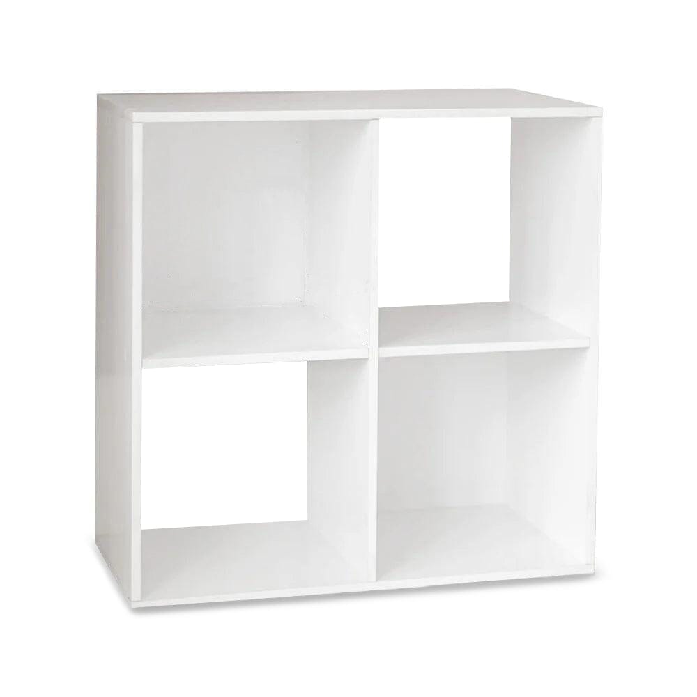 4 Cube White Bookcase Wooden Display Unit Shelving Storage Bookshelf Shelves (No Basket) - Laura James