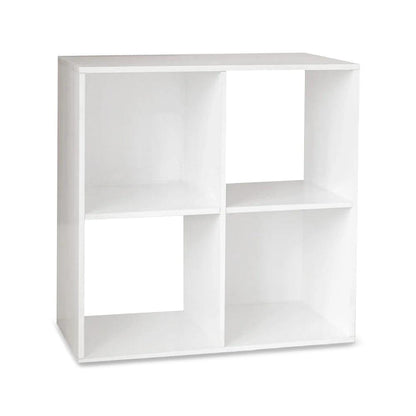 4 Cube White Bookcase Wooden Display Unit Shelving Storage Bookshelf Shelves (No Basket) - Laura James