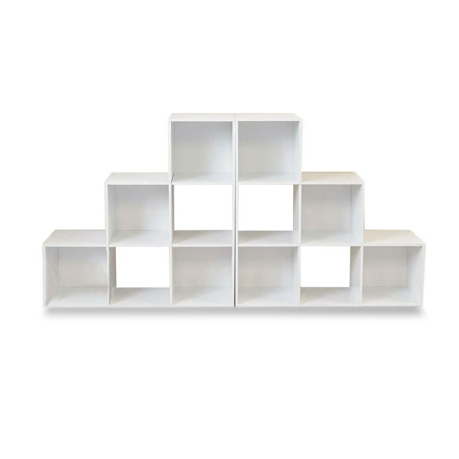 Cara 12 Cube Bookcase Ladder Storage Unit Chalk White Two