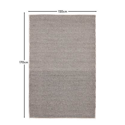 Alverton Clay & Black Geometric Wool with Cotton Rug - 120 x 170cm