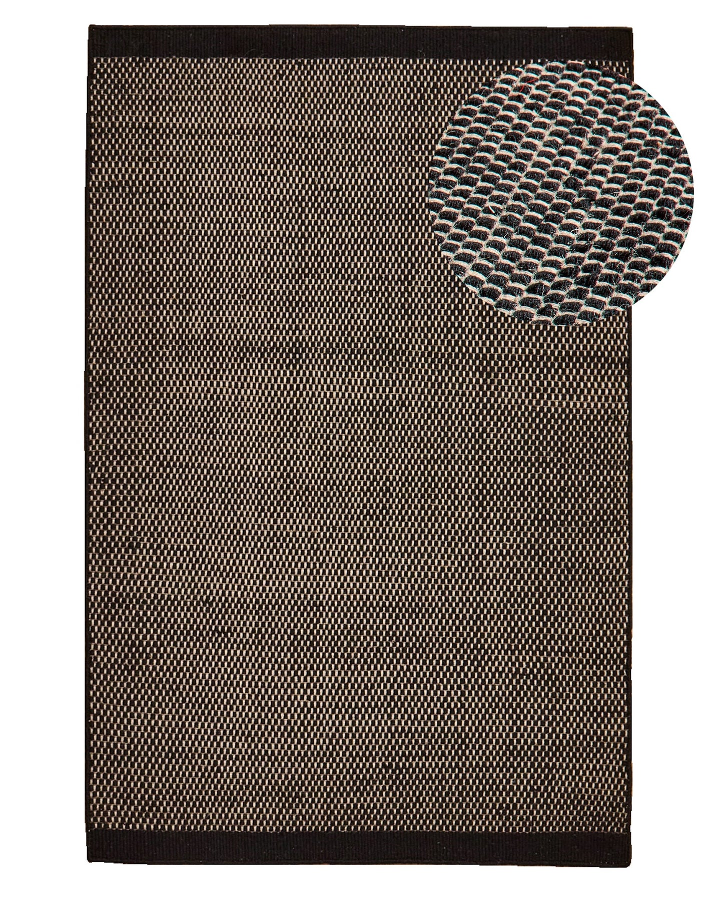 Atcham Wool & Cotton Rug - Pebble Black - 120 x 170cm