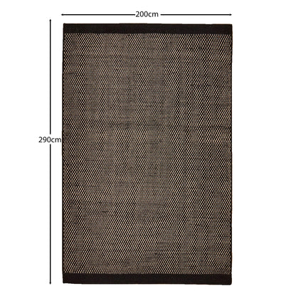 Atcham Black Pebble Wool with Cotton Rug - 200 x 290cm