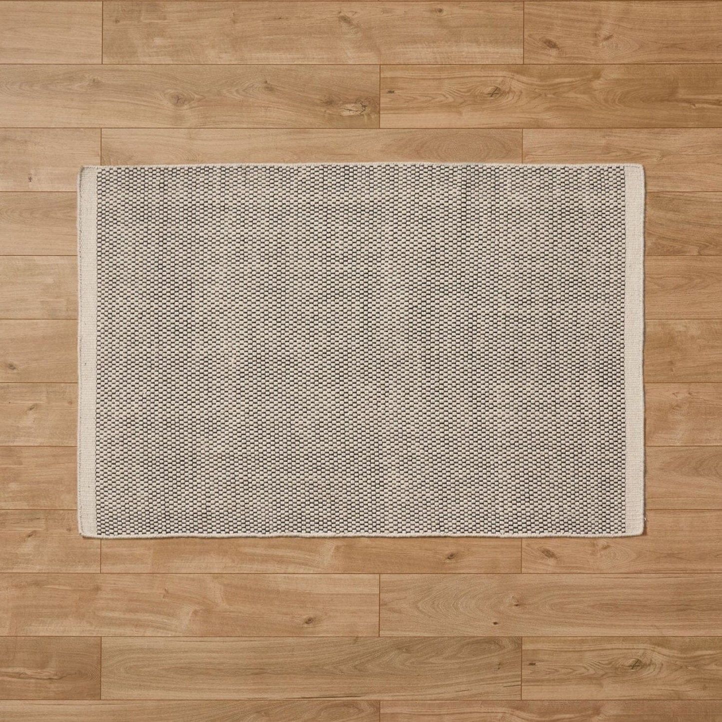 Atcham Black/Natural Pebble Wool with Cotton Rug - 160 x 230cm