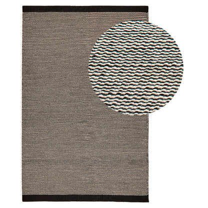 Cotham Black & Natural Striped Wool with Cotton Rug - 160 x 230cm