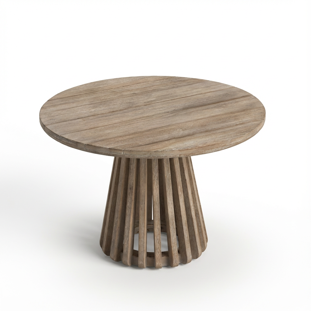 Willow Round Wooden Garden Coffee Table - Brushed Light Acacia - Laura James