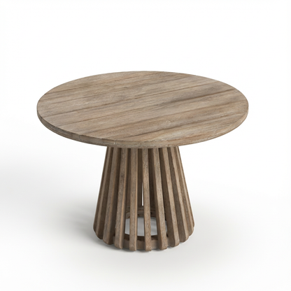 Willow Round Wooden Garden Coffee Table - Brushed Light Acacia - Laura James