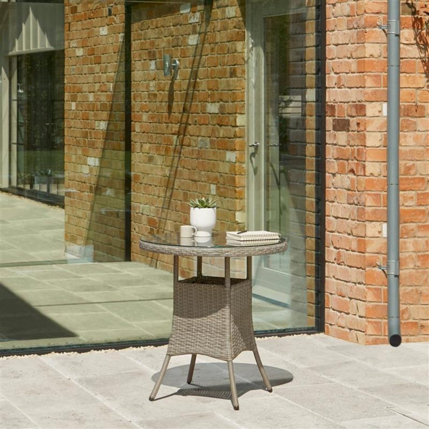 Kemble Rattan 2 Seater Bistro Dining Table - Light Grey- Laura James