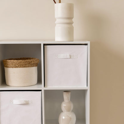 16 Cube Storage Unit - White - Two 8x2 Units (White Basket) - Laura James