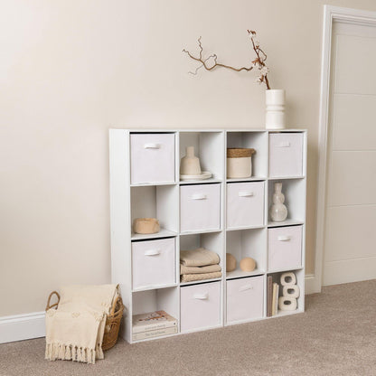 16 Cube Storage Unit - White - Two 8x2 Units (White Basket) - Laura James