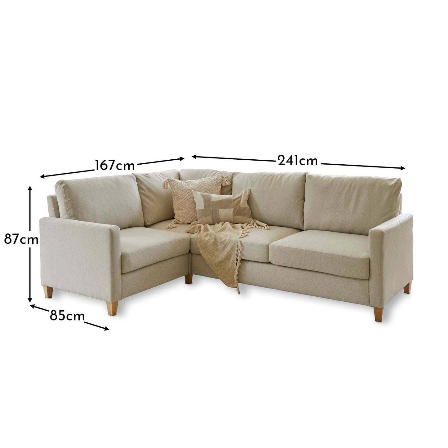 Ava Corner Sofa - Right Hand - Sand with Pale Oak Legs