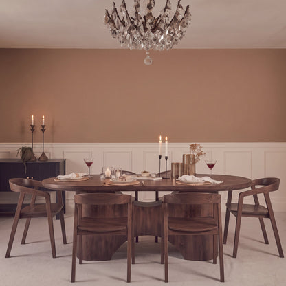 Octavia 220cm Coffee Brown Mango Wood Dining Table Set - 6 Seater - Ella Coffee Brown Armchairs - Laura James 