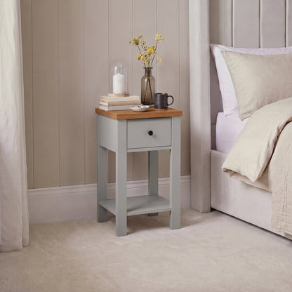 Bampton 1 Drawer Bedside Table - Stone Grey - Laura James 