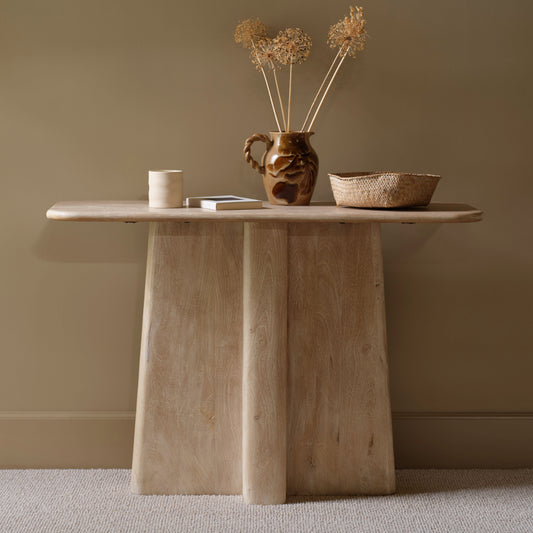 Bastian 110cm Console Table - Limewash - Laura James 