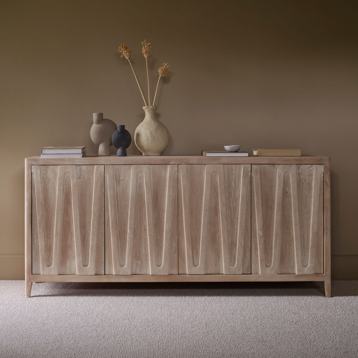 Bastian 4 Door Sideboard - Limewash - Laura James 