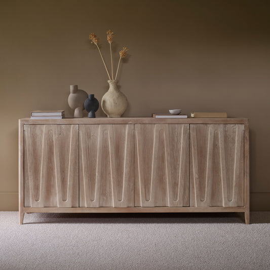Bastian 4 Door Sideboard - Limewash - Laura James 