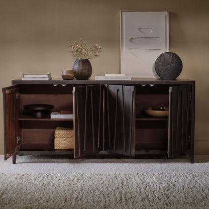 Bastian 4 Door Sideboard - Coffee Brown Mango Wood - Laura James 