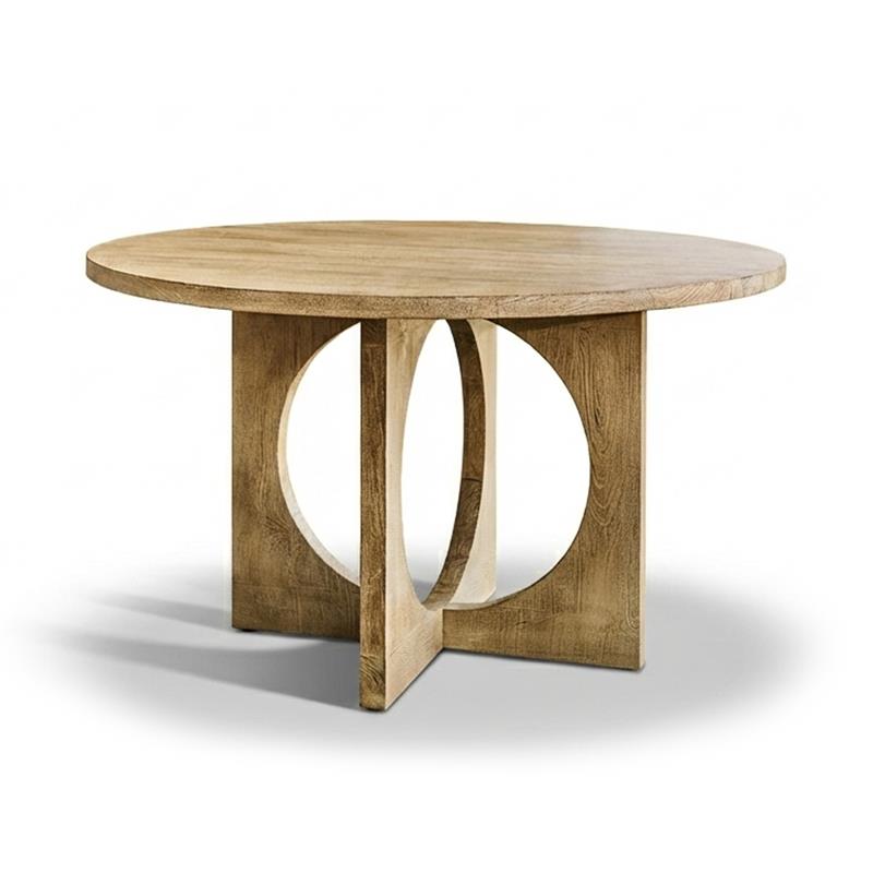 Jade 130cm Round Chalked Mango Wood Dining Table - Laura James