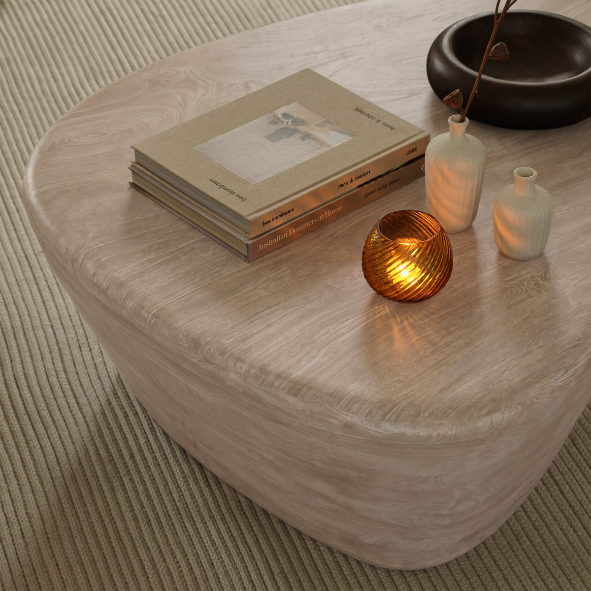 Alder 107cm Limewash Freeform Coffee Table - Laura James 