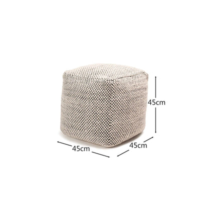 Atcham Black/Natural Wool and Cotton Ottoman Stool - Laura James