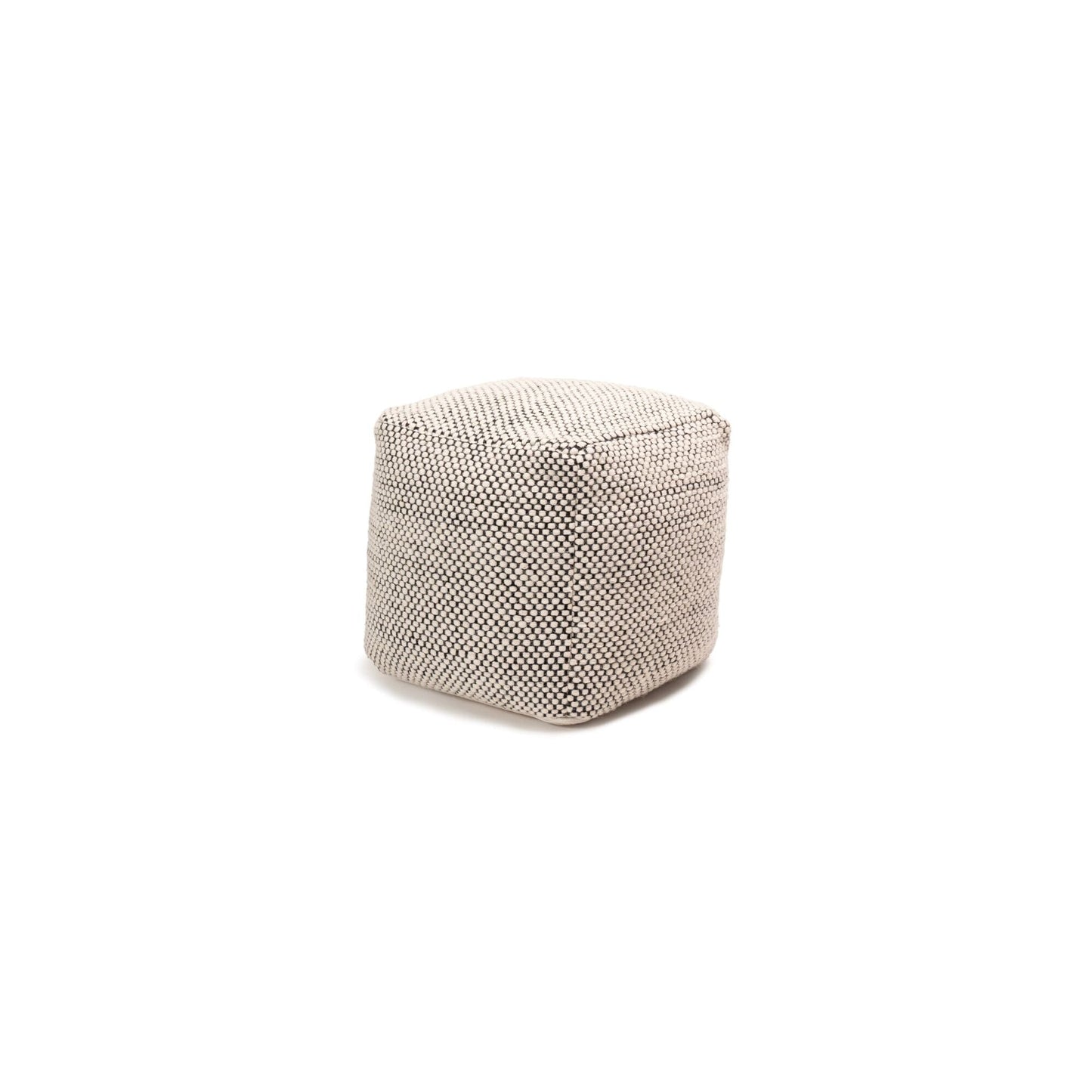 Atcham Wool & Cotton Ottoman Stool - Black/Natural