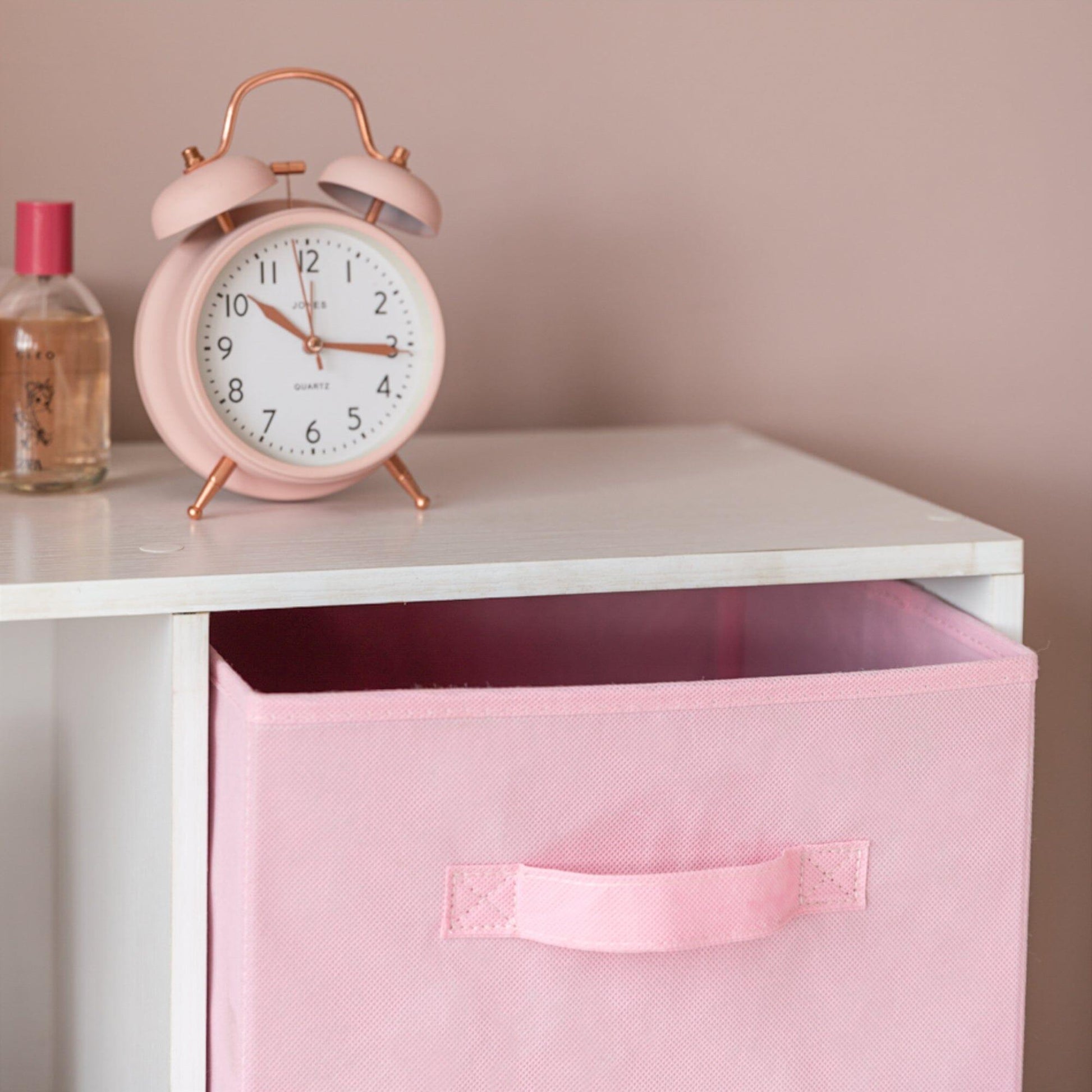 4 Cube White Bookcase Wooden Display Unit Shelving Storage Bookshelf Shelves (Pink Basket) - Laura James