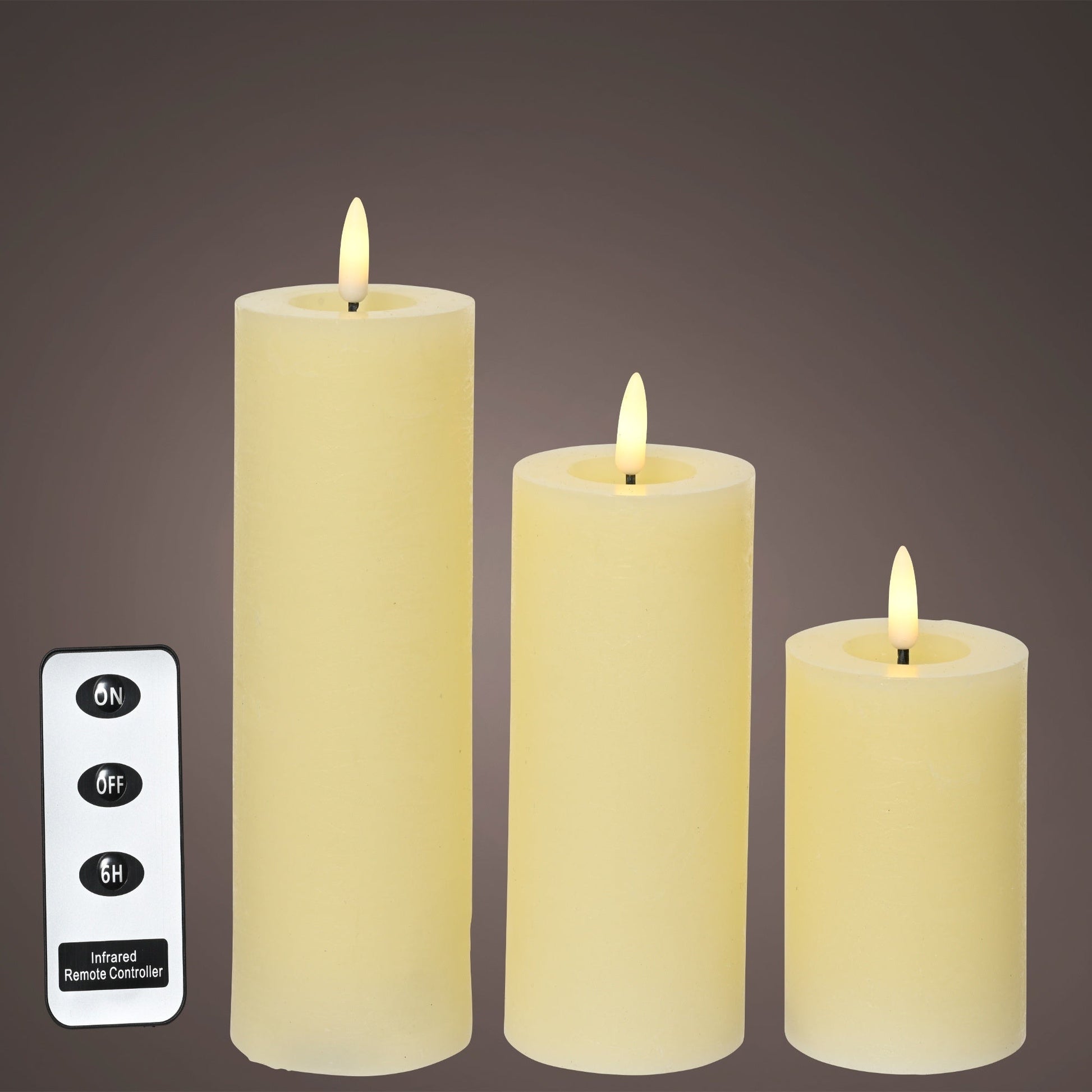 Samsta Battery Pillar Candles - Set of 3 - Warm White - Laura James 