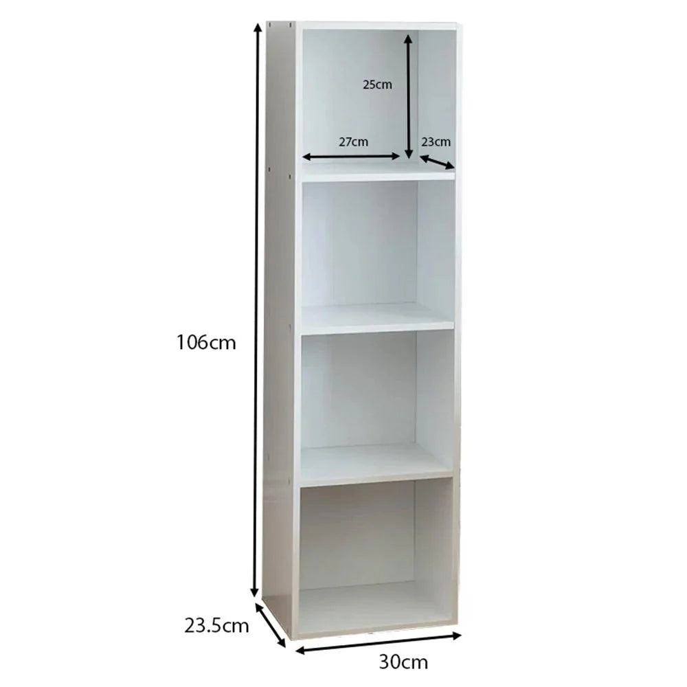 4 Tier Storage Unit / White Bookcase - Laura James