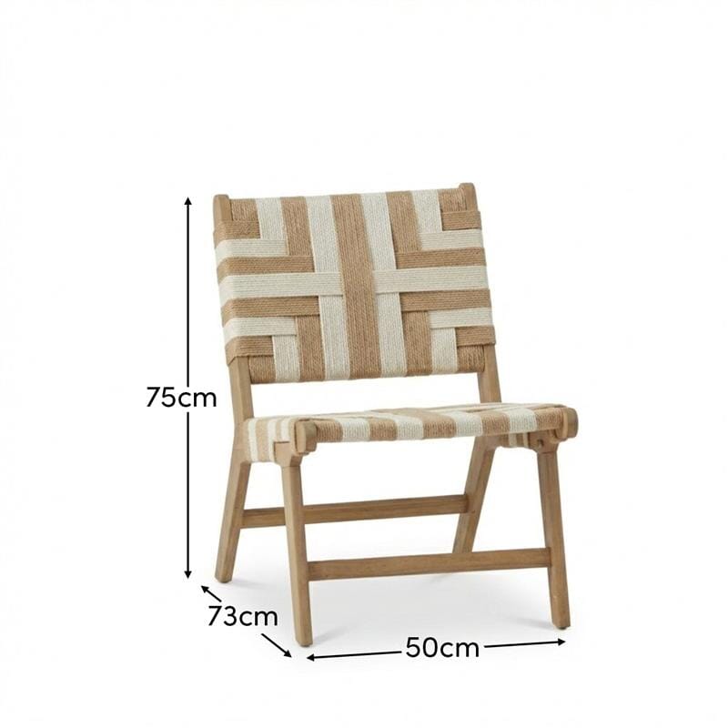 Saffron White Acacia Occasional Chair - Beige/Natural Rope - Laura James