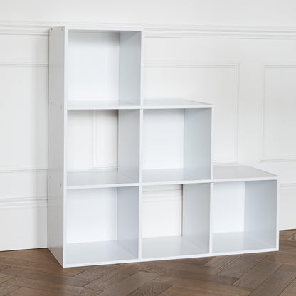 6 Cube bookcase ladder storage unit - white - Laura James