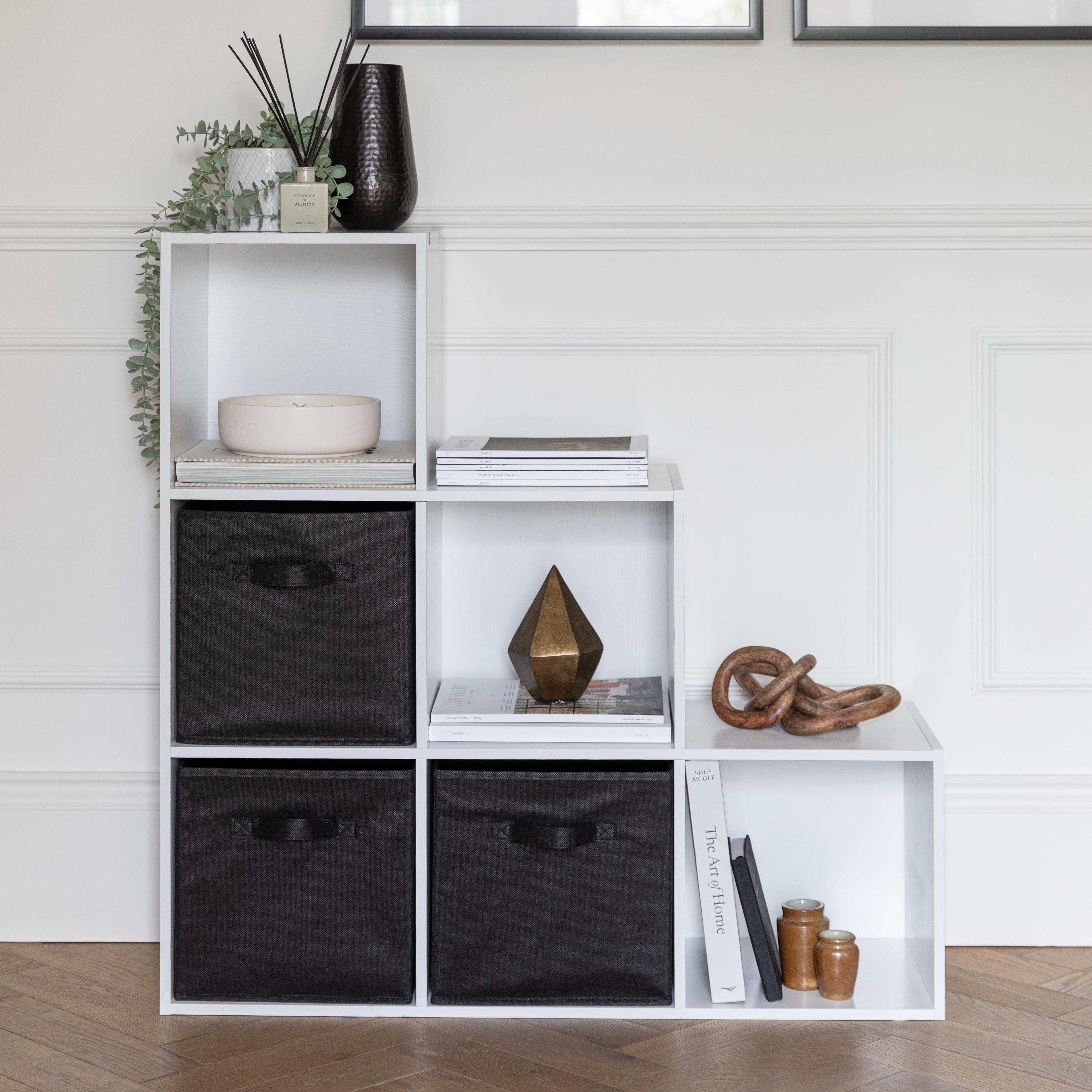 6 Cube Bookcase Ladder Storage Unit White with Black Boxes Laura James Ireland