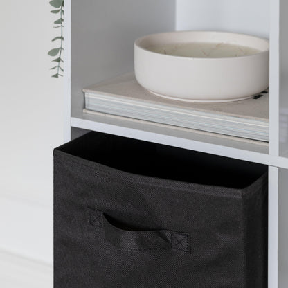 6 Cube bookcase ladder storage unit - white with black boxes - Laura James