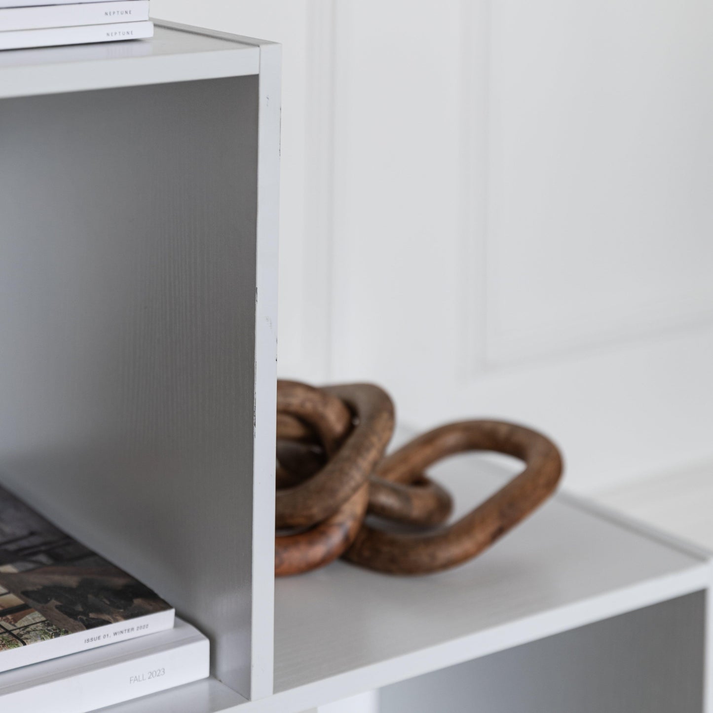 6 Cube bookcase ladder storage unit - white with white boxes - Laura James