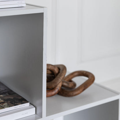 6 Cube bookcase ladder storage unit - white with white boxes - Laura James
