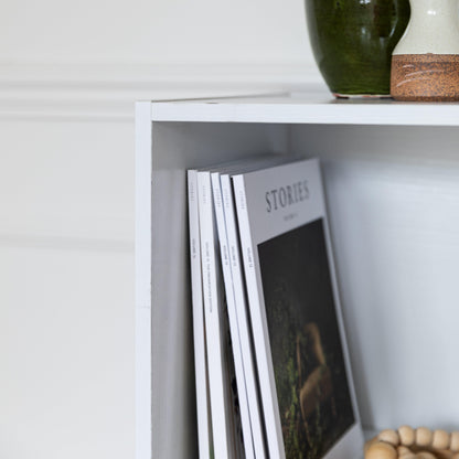 6 Cube bookcase ladder storage unit - white with white boxes - Laura James