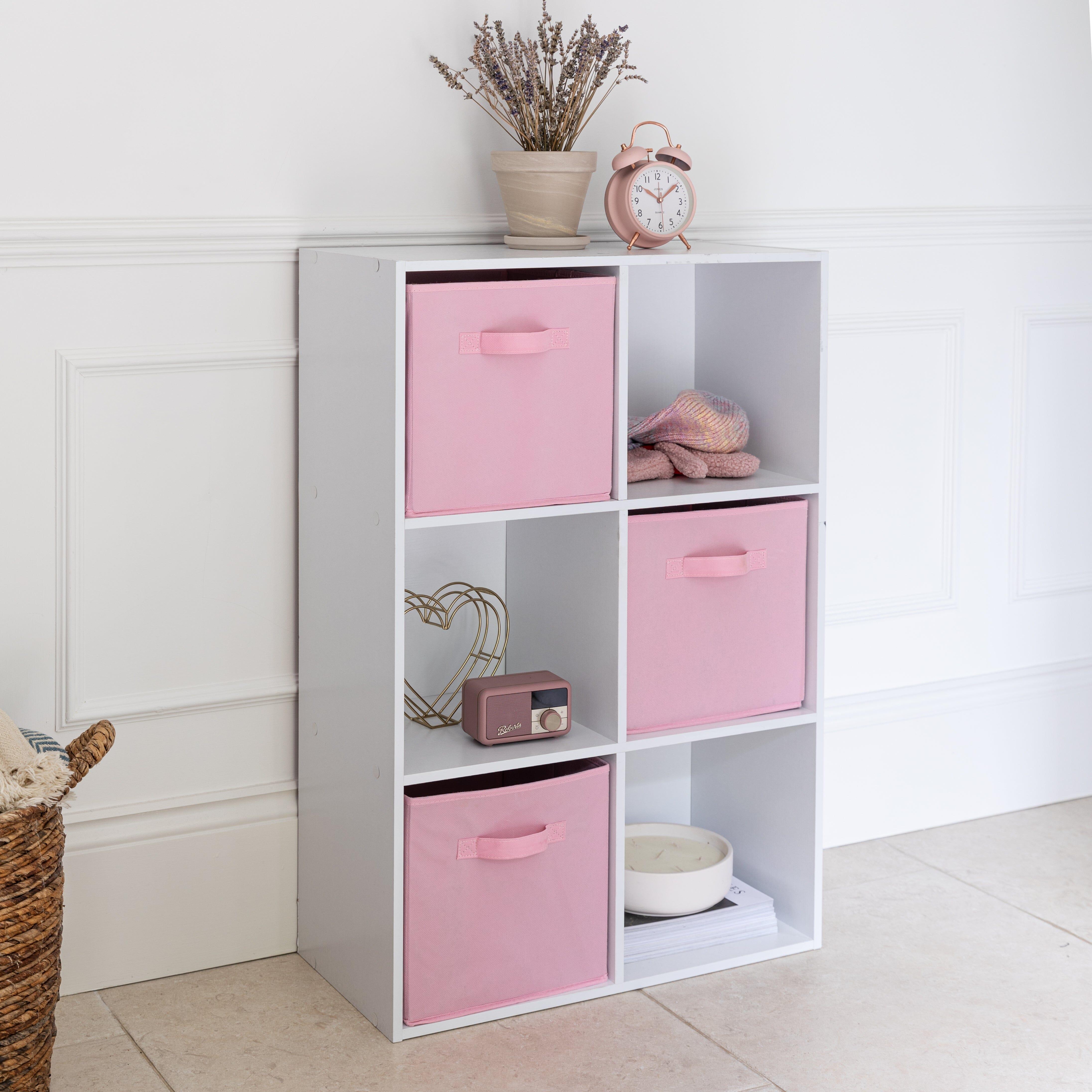 6 Cube White Storage Bookcase & Pink Shelves - Laura James – Laura 6 Cube White Storage Bookcase & Pink Shelves - Laura James – Laura