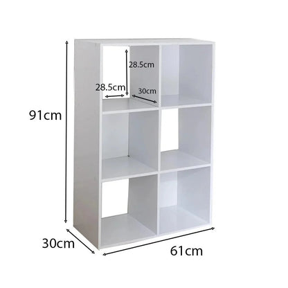 6 Cube White Bookcase Wooden Display Unit Shelving Storage Bookshelf Shelves (Pink Basket) - Laura James