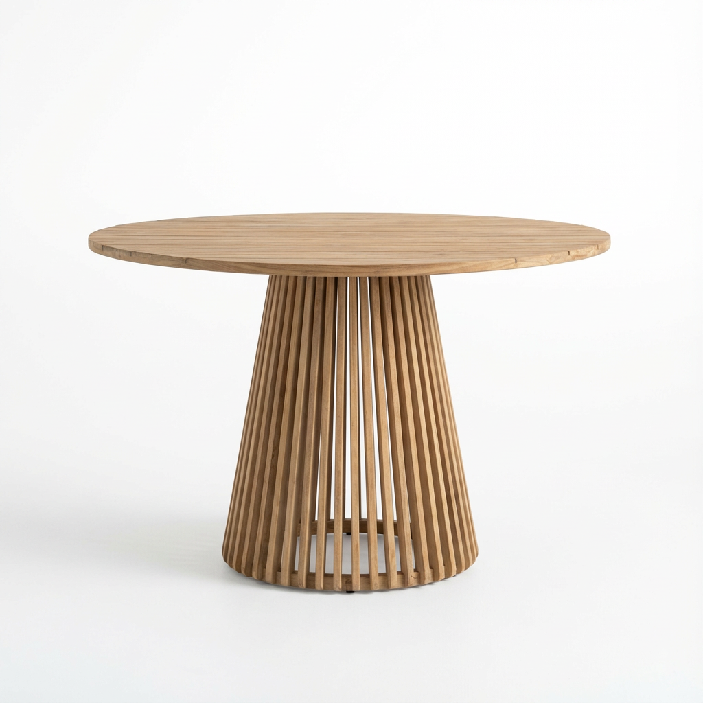 Willow Round Wooden Garden Table - Brushed Light Acacia - Laura James 