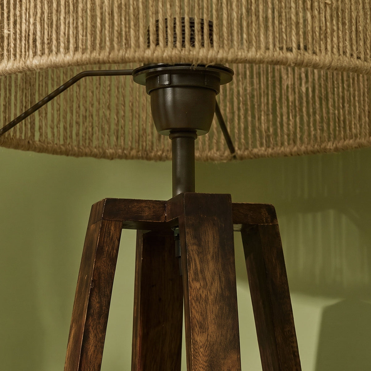 Konduru 70cm Darkened Mango Wood Table Lamp with Taupe Jute Shade