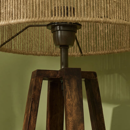 Konduru 70cm Darkened Mango Wood Table Lamp with Taupe Jute Shade