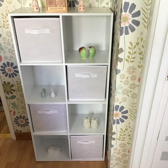 8 Cube Shelf Unit & 4 White Handled Box Drawers - Laura James