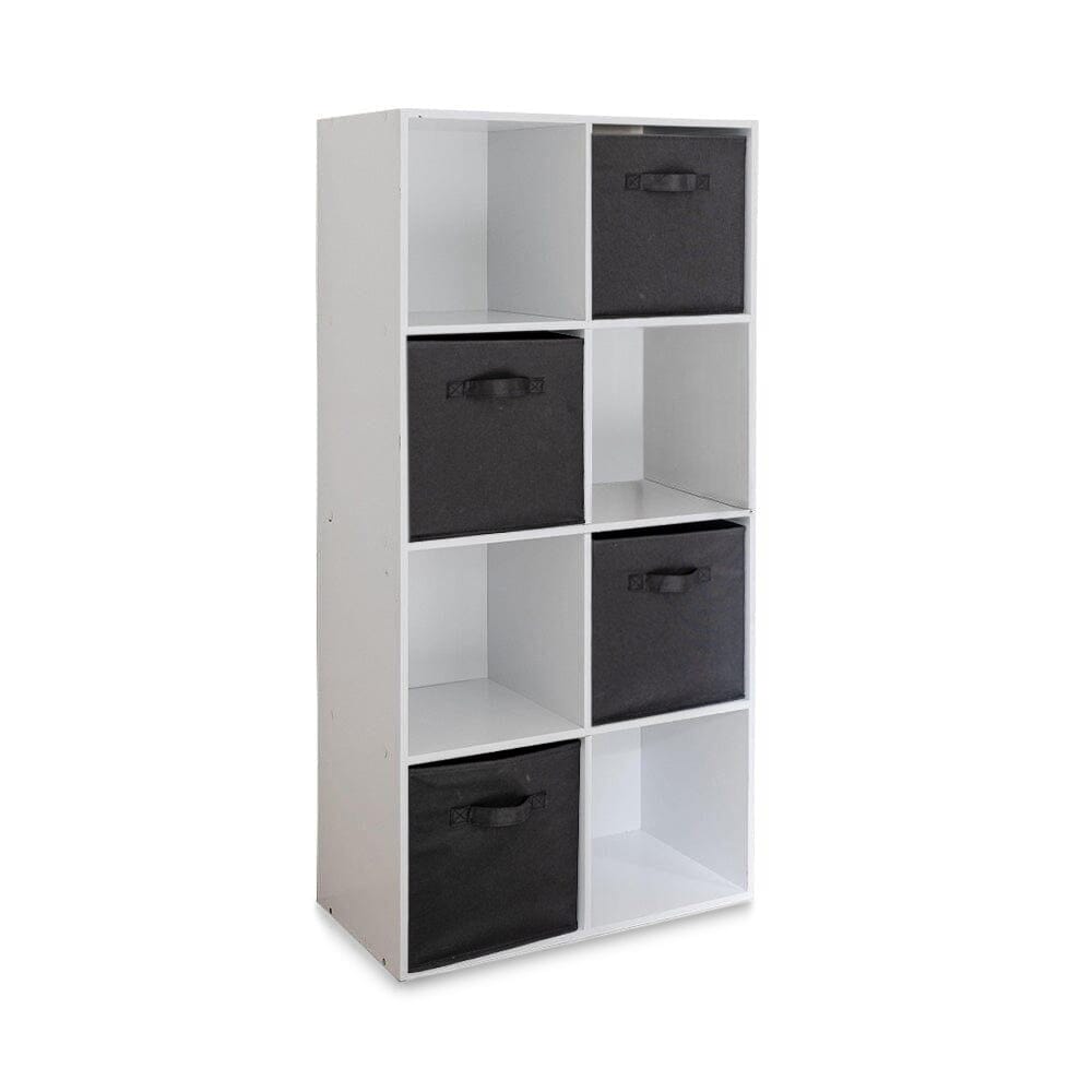 8 Cube Shelf Unit & 4 black Handled Box Drawers

