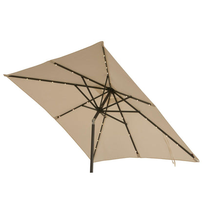 8 Seat Rattan Cube Outdoor Dining Set with LED Premium Parasol and Parasol Rain Cover - Grey Weave - Laura James