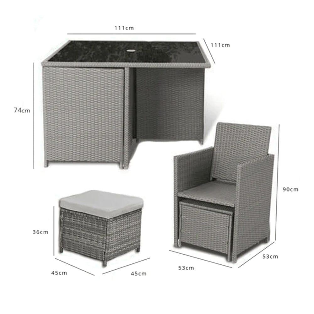 8 Seater Rattan Cube Outdoor Dining Set - Black Weave - Laura James