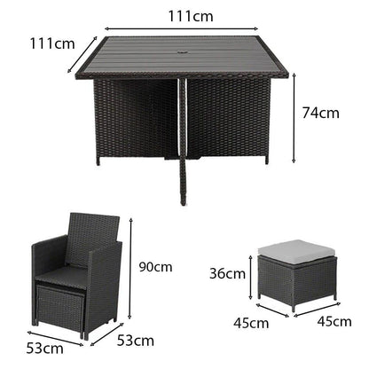 8 Seater Rattan Cube Outdoor Dining Set - Black Weave Polywood Top - Laura James