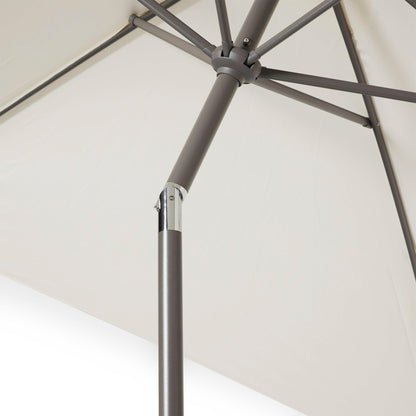 Cube 8 Seater Rattan Outdoor Dining Set with Cream Parasol - Natural Brown Weave