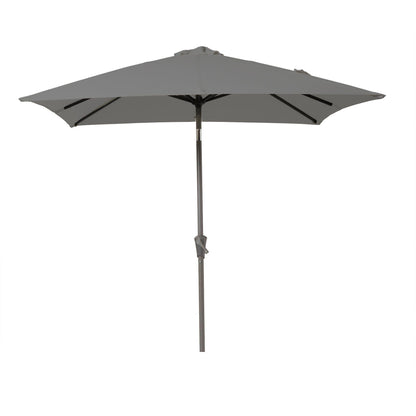 Cube 8 Natural Brown Garden Dining Set with Grey LED Parasol - Laura James