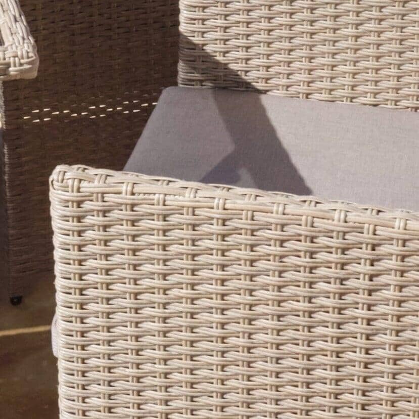 Cube 8 Seater Rattan Outdoor Dining Set with Grey LED Premium Parasol - Natural Brown Weave Polywood Top